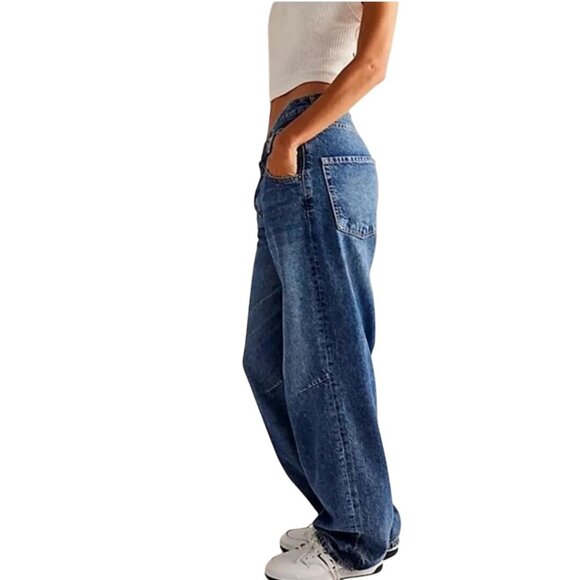 Free People We The Free Crossroads Mid Rise Slim Straight Barrel Jeans Size 30 - Picture 6 of 16